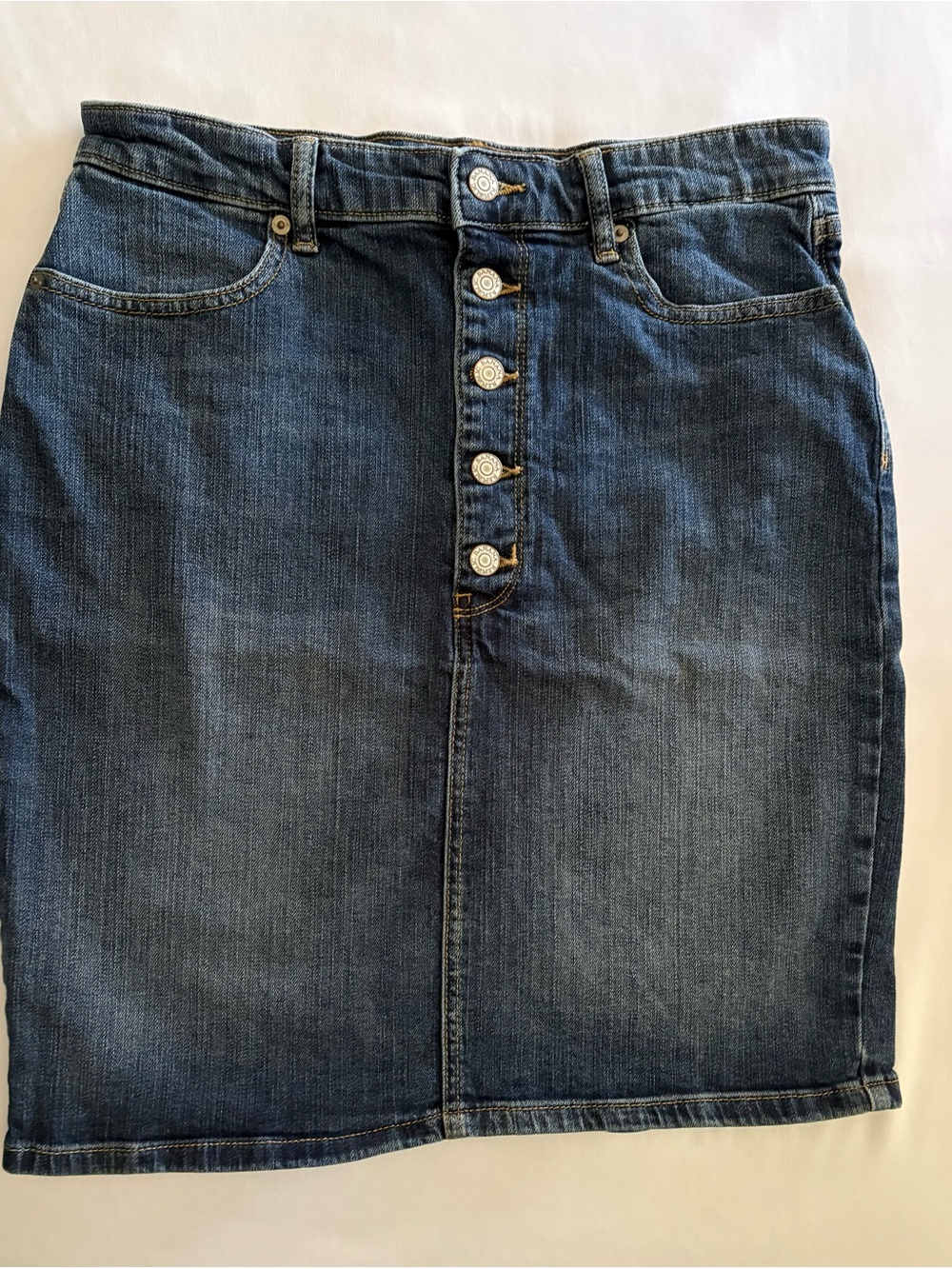 Banana Republic Medium Blue Denim Midi Skirt with Button Front